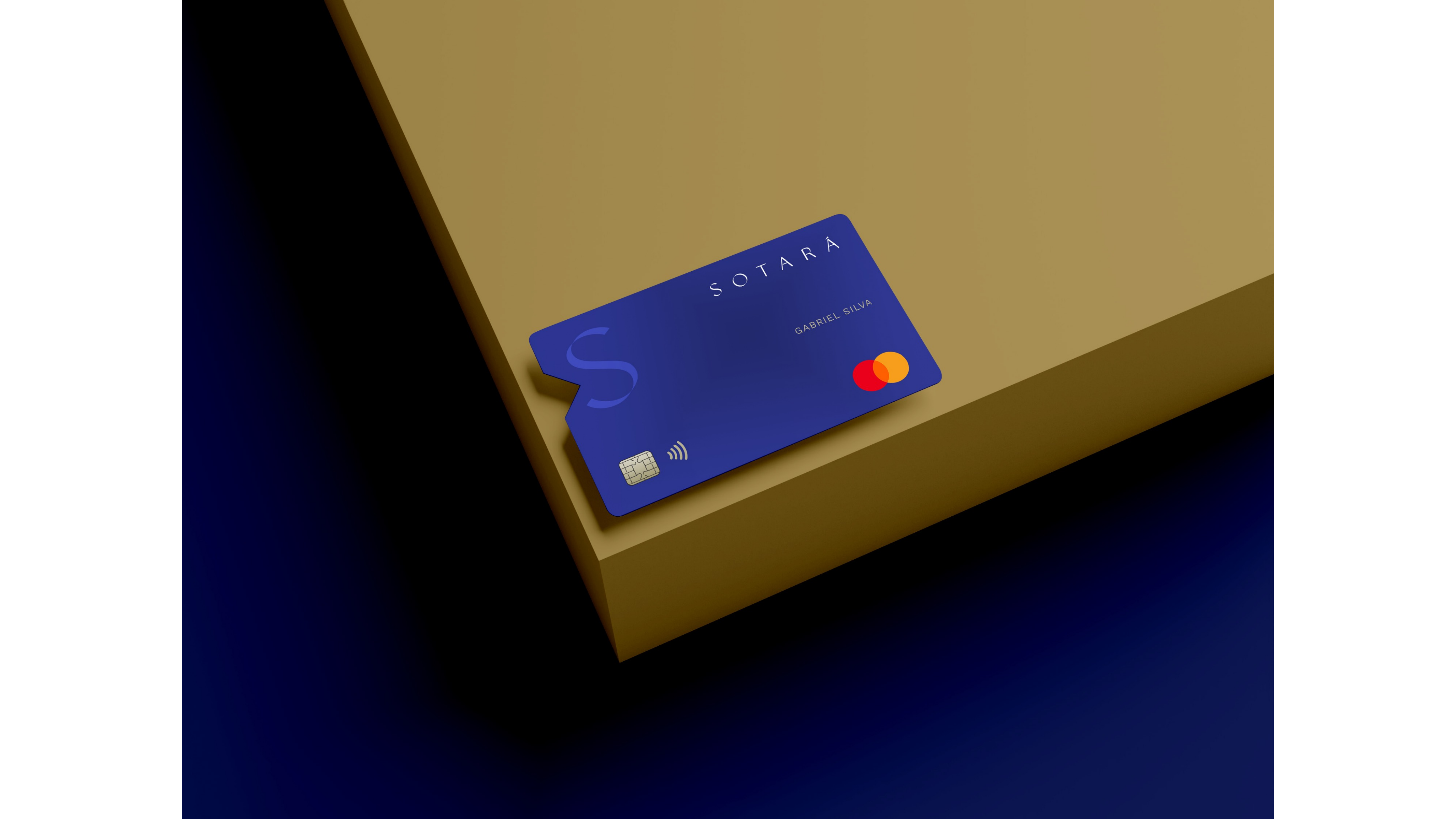 Tarjeta SOTARÁ en índigo y oro